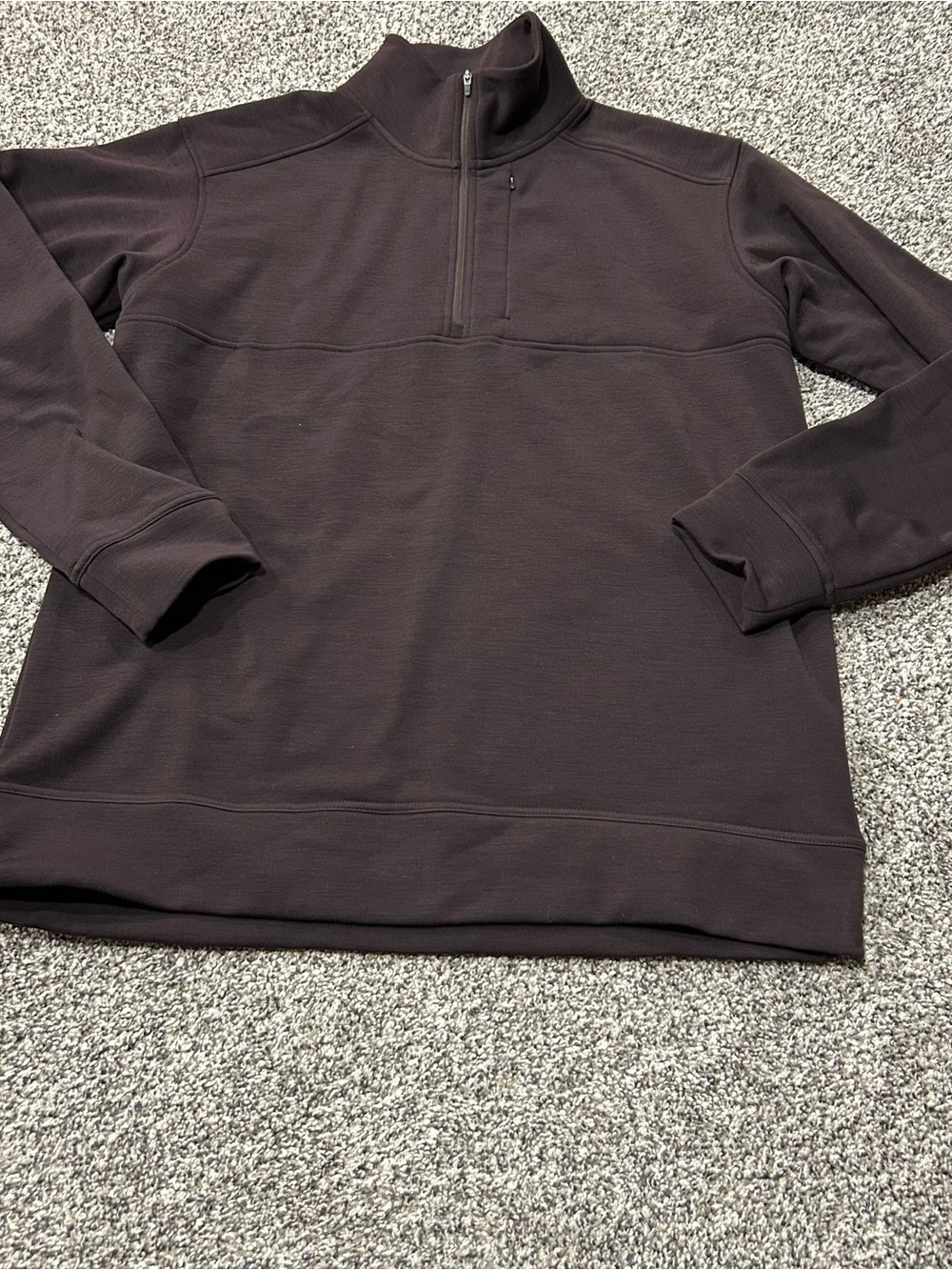 Woolx Mason 1/4 Zip Cold Weather Brown Merino Wool Men's XL Zip Pocket Outdoor